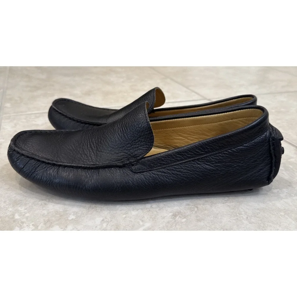Stephan Bossi Black Leather Driving Moc Loafer Shoes Handmade Brazil size 10.5 M